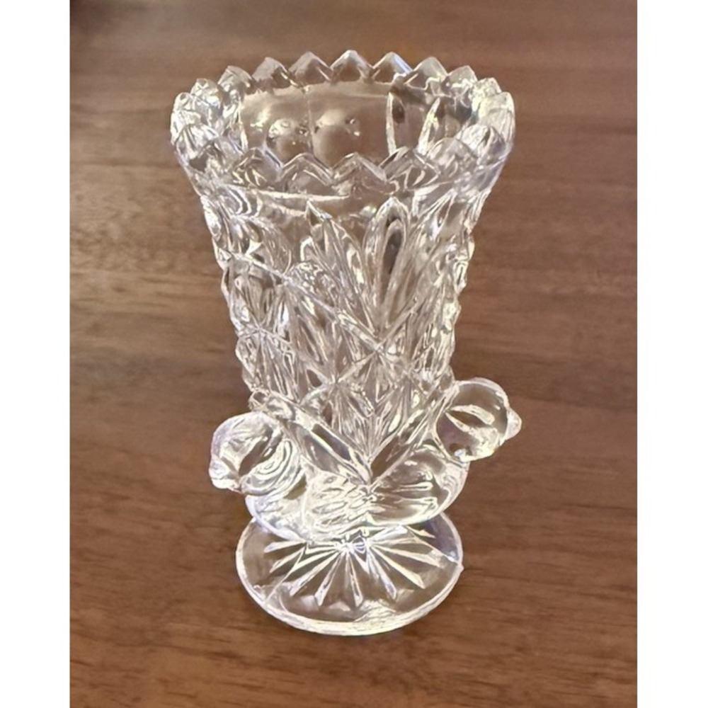 The Byrdes Collection Vintage Crystal By Hofbauer Toothpick Holder Birds